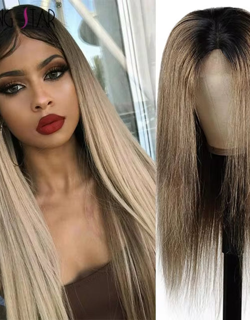 Load image into Gallery viewer, Ombre Grey Human Hair Wigs #126 Coloreed Lace Front Human Hair Wigs Straight Hair 4*4 Lace Front Wigs Remy Hair  130
