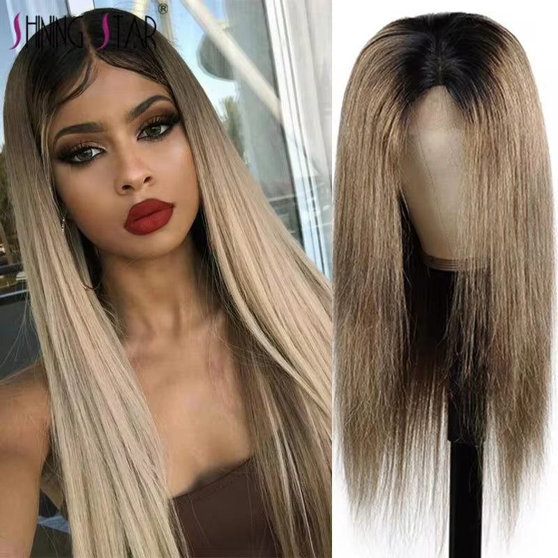 Ombre Grey Human Hair Wigs #126 Coloreed Lace Front Human Hair Wigs Straight Hair 4*4 Lace Front Wigs Remy Hair  130