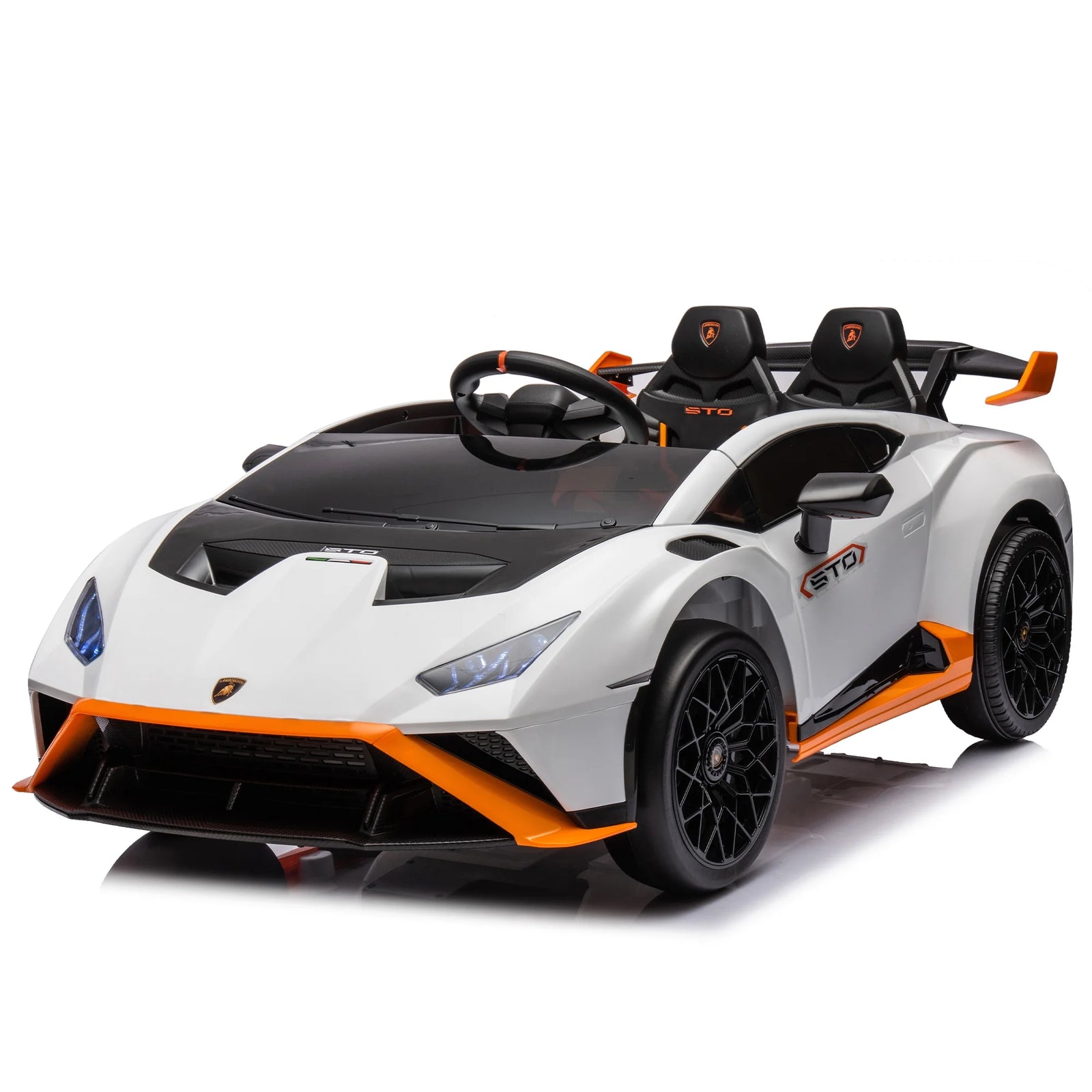 Lamborghini 24 V Ride on Sports Car with Remote Control, Licensed Lamborghini STO Battery Powered Ride on Toy Cars W/Dynamic Music/360° Spin/Drift/Bluetooth/Led Light, Electric Car for Kids 3-8, Green