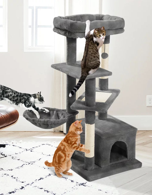 Load image into Gallery viewer, Cat Tree for Indoor Cats, 45 Inches Multi-Level Cat Tower with Sisal Covered Scratching Posts, Spacious Condo, Cozy Hammock and Plush Top Perch
