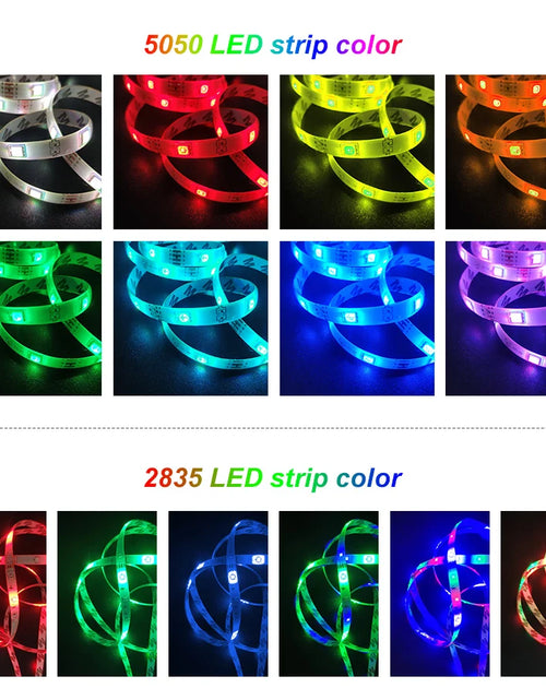 Load image into Gallery viewer, Bluetooth LED Strip Lights RGB 5050 SMD Flexible Ribbon Waterproof RGB LED Light with Power Adapt Tape Diode DC Control
