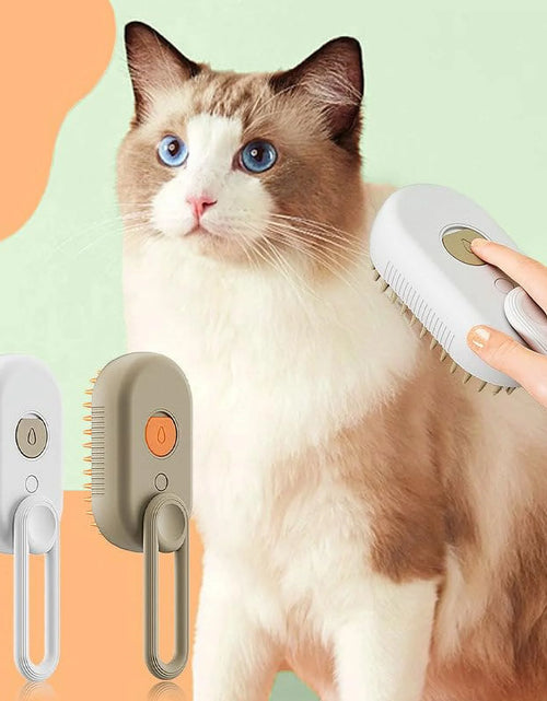 Load image into Gallery viewer, Cat Steam Brush, 3 in 1 Self Cleaning Cat Steamy Pet Brush Steamer Brush for Massage for Removing Tangled and Loosse Hair (White)
