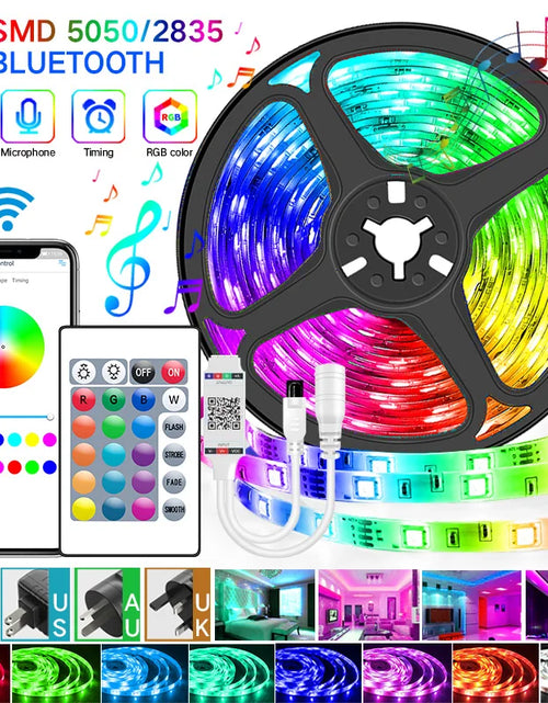 Load image into Gallery viewer, Bluetooth LED Strip Lights RGB 5050 SMD Flexible Ribbon Waterproof RGB LED Light with Power Adapt Tape Diode DC Control

