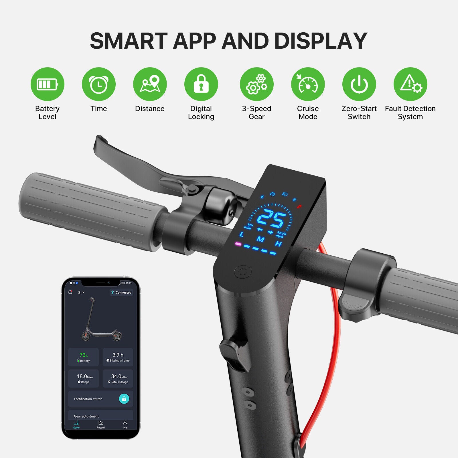 Fast Speed Electric Scooter 10.2AH 25Km Long Range 300W Motor Adult Escooter APP