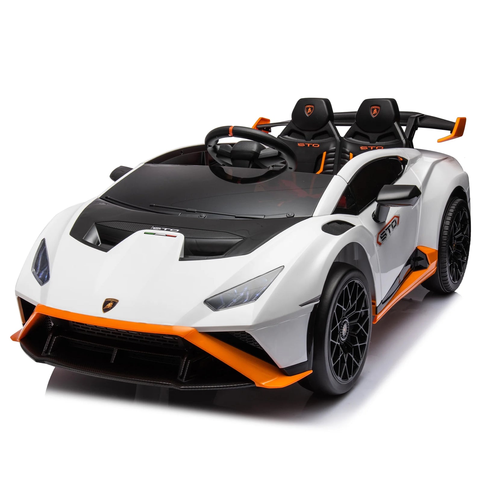 Lamborghini 24 V Ride on Sports Car with Remote Control, Licensed Lamborghini STO Battery Powered Ride on Toy Cars W/Dynamic Music/360° Spin/Drift/Bluetooth/Led Light, Electric Car for Kids 3-8, Green