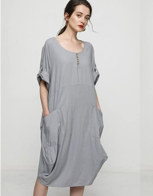 Load image into Gallery viewer, Women&#39;S Ruffle Oversize Casual Midi Dresses with Pockets
