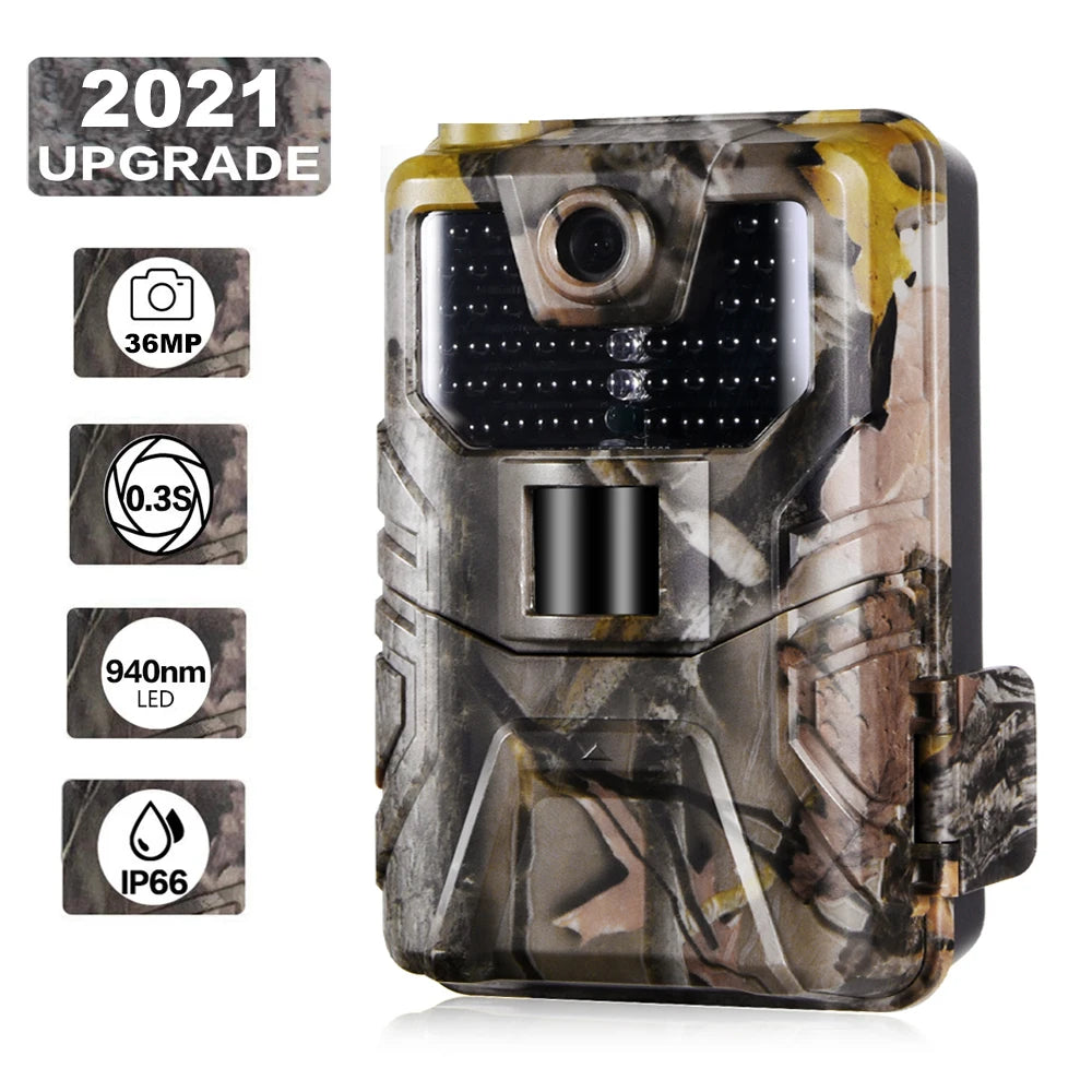 36MP 2.7K Trail Camera 940Nm Low Glow Infrared Night Vision Photo Trap Hunting Cameras Wireless Cam HC900A Wildlife Surveillance