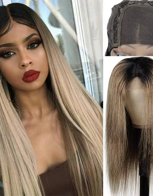 Load image into Gallery viewer, Ombre Grey Human Hair Wigs #126 Coloreed Lace Front Human Hair Wigs Straight Hair 4*4 Lace Front Wigs Remy Hair  130
