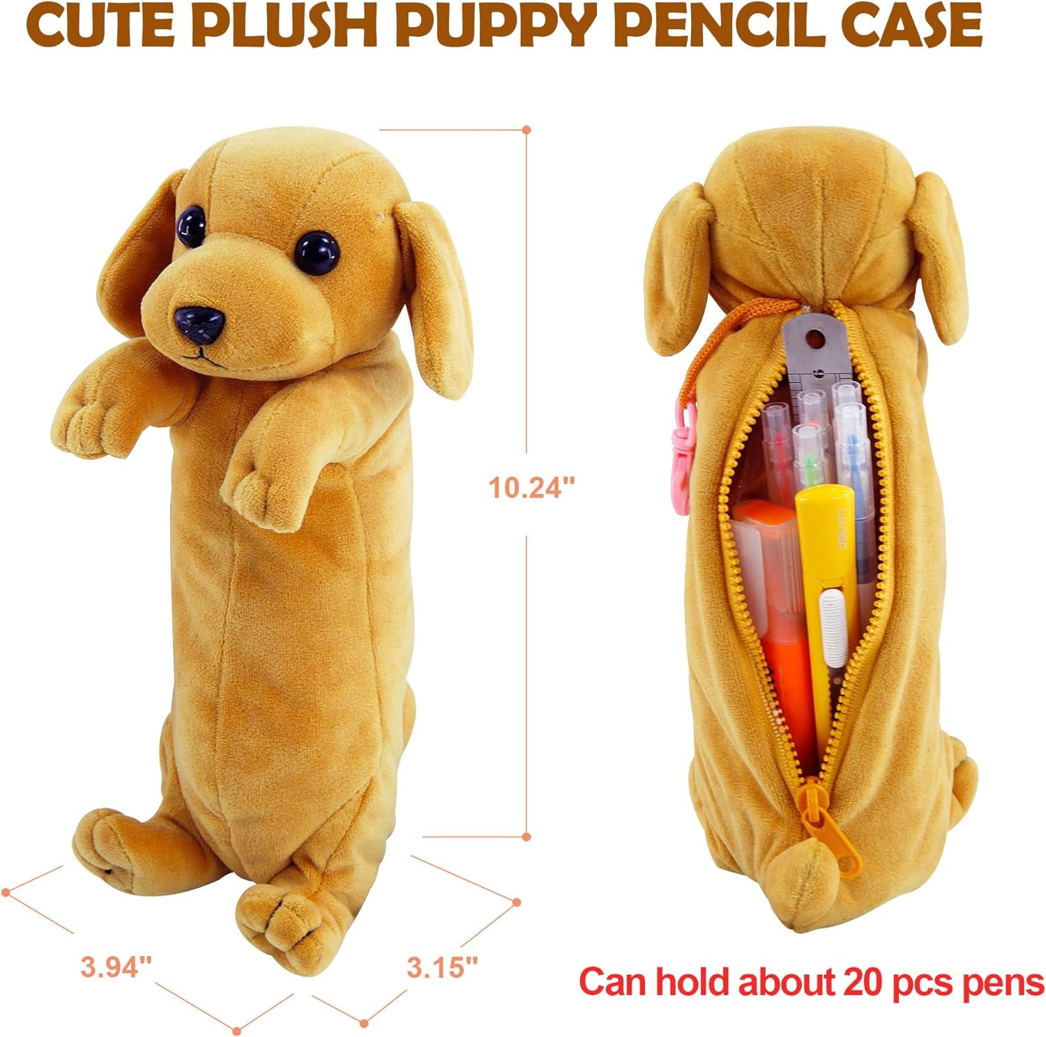 Pencil Case for Boys, 3D Plush Dog Pencil Pouch BB FUNHOUSE Soft Animal Stationery Cartoon Storage Pen Bag Box for School Supplies Girl Students