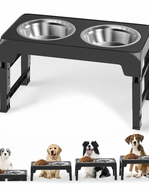 Load image into Gallery viewer, Elevated Dog Bowls with 2 Thick 1.22L/42Oz Stainless Steel Dog Food Bowls, 5 Heights Adjustable Raised Dog Bowl for Large Medium Small Dogs, Puppy and Cats
