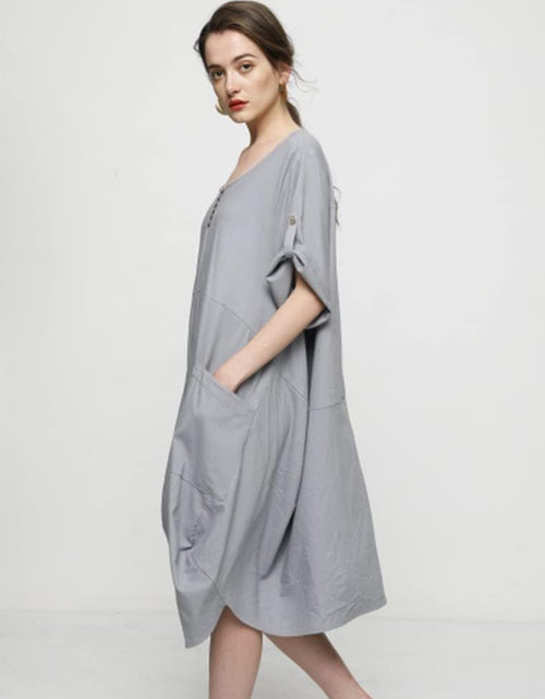 Load image into Gallery viewer, Women&#39;S Ruffle Oversize Casual Midi Dresses with Pockets
