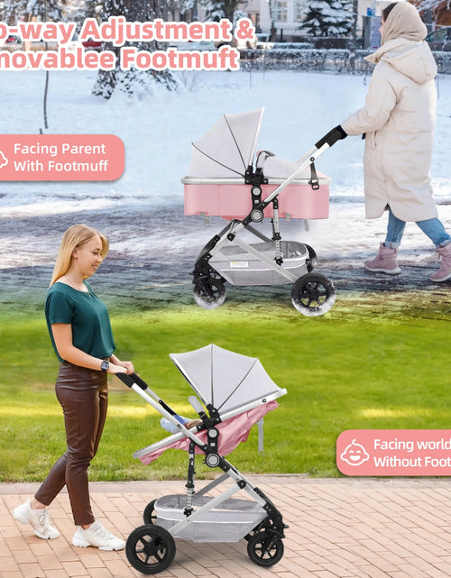 Load image into Gallery viewer, Baby Stroller, Foldable Baby Stroller Reversible Bassinet, Travel Stroller for Newborn Baby, Pink
