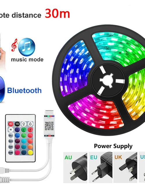 Load image into Gallery viewer, Bluetooth LED Strip Lights RGB 5050 SMD Flexible Ribbon Waterproof RGB LED Light with Power Adapt Tape Diode DC Control
