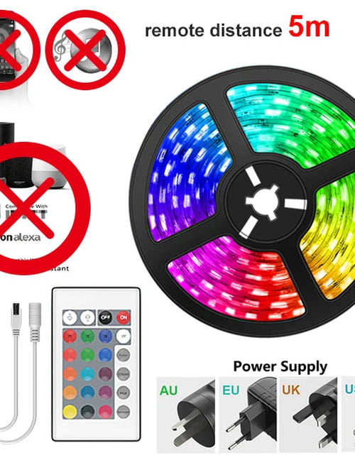 Load image into Gallery viewer, Bluetooth LED Strip Lights RGB 5050 SMD Flexible Ribbon Waterproof RGB LED Light with Power Adapt Tape Diode DC Control
