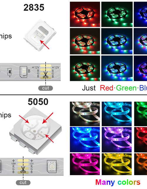 Load image into Gallery viewer, Bluetooth LED Strip Lights RGB 5050 SMD Flexible Ribbon Waterproof RGB LED Light with Power Adapt Tape Diode DC Control
