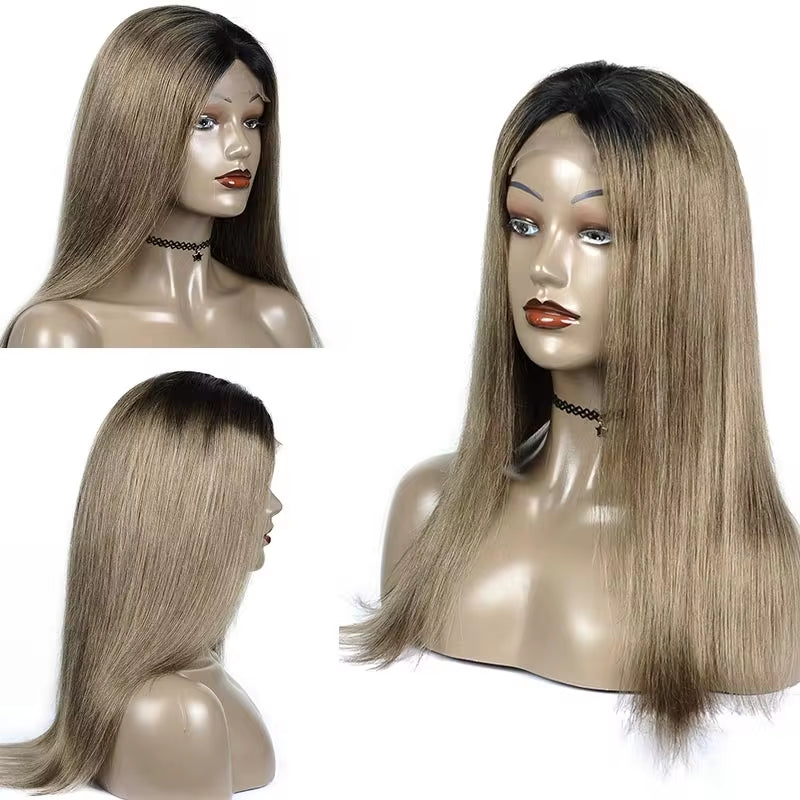 Ombre Grey Human Hair Wigs #126 Coloreed Lace Front Human Hair Wigs Straight Hair 4*4 Lace Front Wigs Remy Hair  130