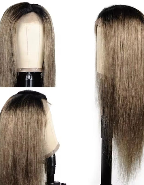 Load image into Gallery viewer, Ombre Grey Human Hair Wigs #126 Coloreed Lace Front Human Hair Wigs Straight Hair 4*4 Lace Front Wigs Remy Hair  130
