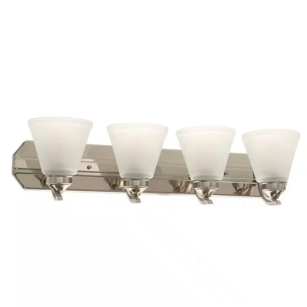 Tavish 30 In. 4-Light Brushed Nickel Classic Vanity with Frosted Glass Shade