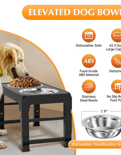 Load image into Gallery viewer, Elevated Dog Bowls with 2 Thick 1.22L/42Oz Stainless Steel Dog Food Bowls, 5 Heights Adjustable Raised Dog Bowl for Large Medium Small Dogs, Puppy and Cats
