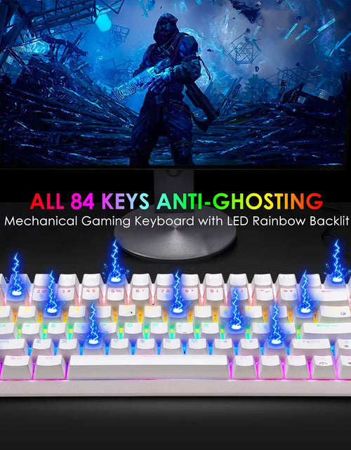 Load image into Gallery viewer, Wired Gaming Keyboard Rainbow Backlit Mechanical Keyboard Type-C 84 Keys Full Keys Anti-Ghosting for PC Gamers Work Office Blue Switch &amp; Red Switch
