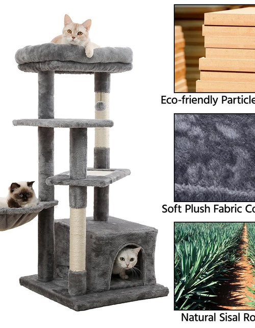 Load image into Gallery viewer, Cat Tree for Indoor Cats, 45 Inches Multi-Level Cat Tower with Sisal Covered Scratching Posts, Spacious Condo, Cozy Hammock and Plush Top Perch
