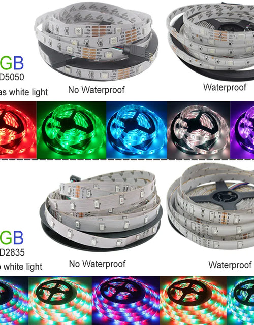 Load image into Gallery viewer, Bluetooth LED Strip Lights RGB 5050 SMD Flexible Ribbon Waterproof RGB LED Light with Power Adapt Tape Diode DC Control
