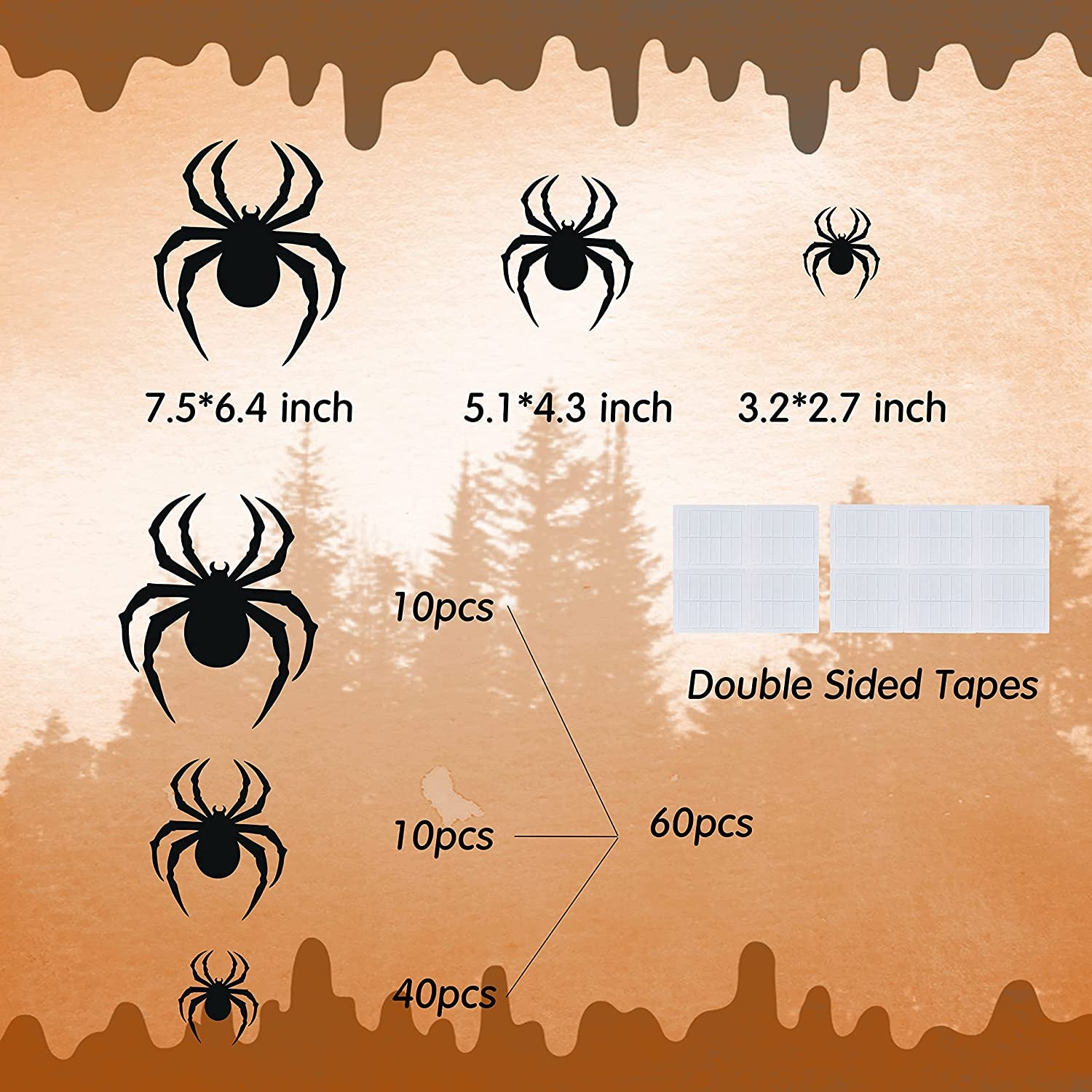 Halloween Wall Decorations DIY Halloween Party Supplies 3D Plastic Spider Decoration Stickers Halloween Decor Home Wall Window Halloween Decorations Indoor Outdoor Scary Spider for Halloween 60 PCS