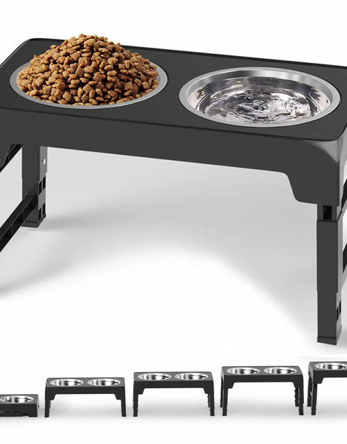 Load image into Gallery viewer, Elevated Dog Bowls with 2 Thick 1.22L/42Oz Stainless Steel Dog Food Bowls, 5 Heights Adjustable Raised Dog Bowl for Large Medium Small Dogs, Puppy and Cats
