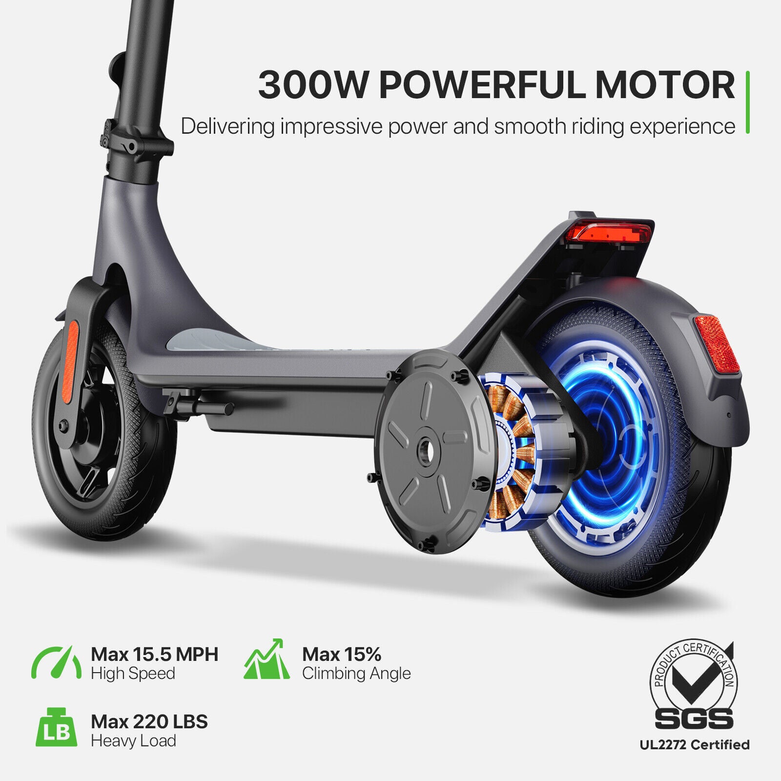 Fast Speed Electric Scooter 10.2AH 25Km Long Range 300W Motor Adult Escooter APP