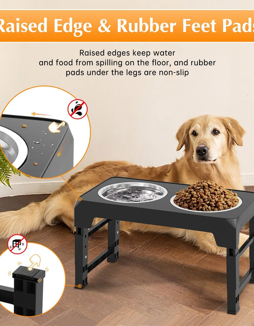 Load image into Gallery viewer, Elevated Dog Bowls with 2 Thick 1.22L/42Oz Stainless Steel Dog Food Bowls, 5 Heights Adjustable Raised Dog Bowl for Large Medium Small Dogs, Puppy and Cats
