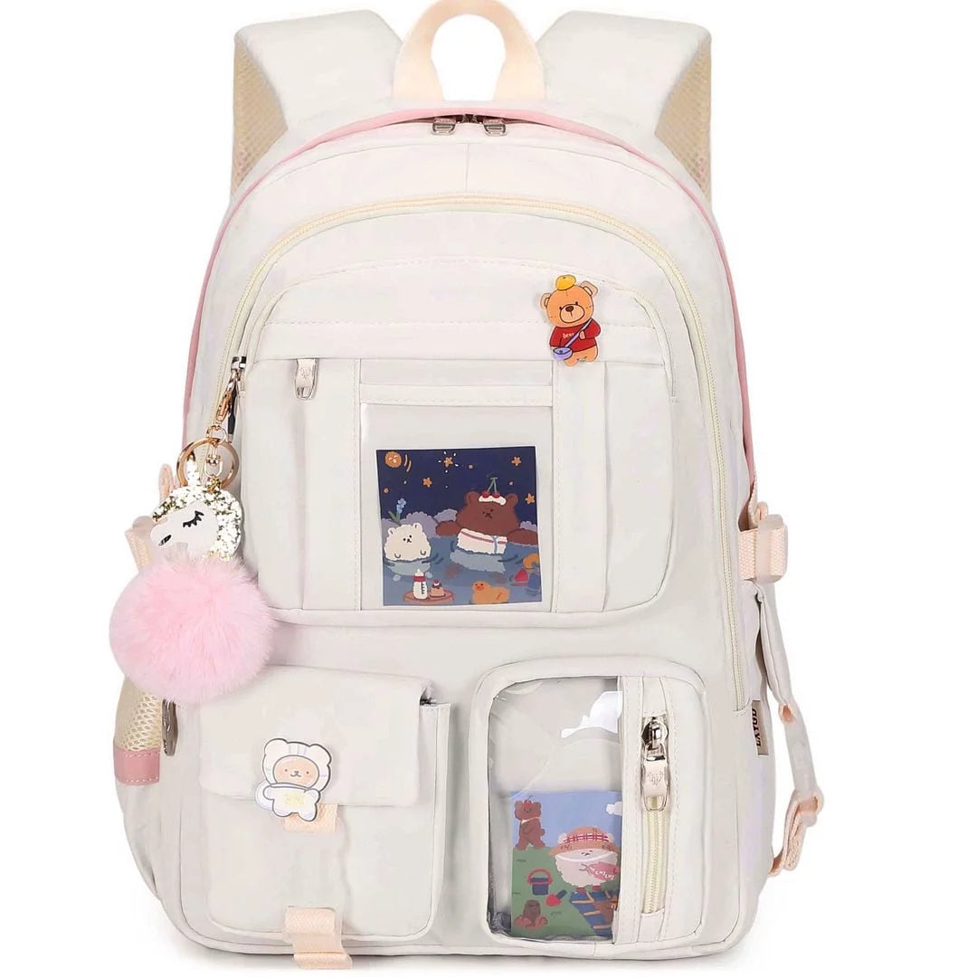 Laptop Backpacks 16 Inch School Bag College Backpack Large Travel Daypack Kawaii Bookbags for Teens Girls Women Students（Pink）