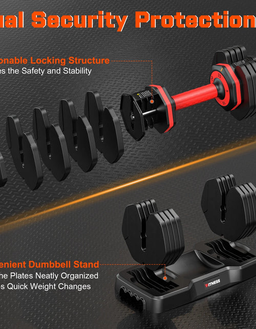 Load image into Gallery viewer, 25Lb 5 in 1 Adjustable Dumbbell Free Weights Plates and Rack - Hand Weights for Women and Men - Adjust Weight for Home Gym Full Body Workout Fitness
