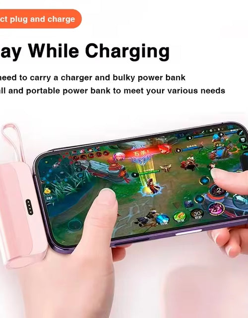 Load image into Gallery viewer, 10000Mah Mini Capsule Power Bank 2 in 1 Built in Cable Large Capacity Fast Charging External Battery Plug Play for Iphone Type-C
